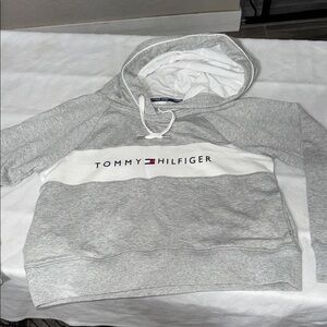 Tommy Hilfiger Gray and White Logo Hoodie